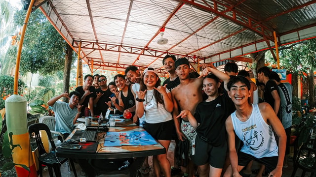Friends laughing together at Vibes Camp